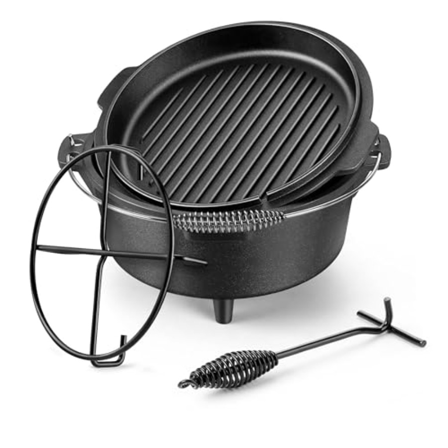 7 QT Cast Iron Dutch Oven, Lar - Camp Dutch Oven Cast ulasan dan harga